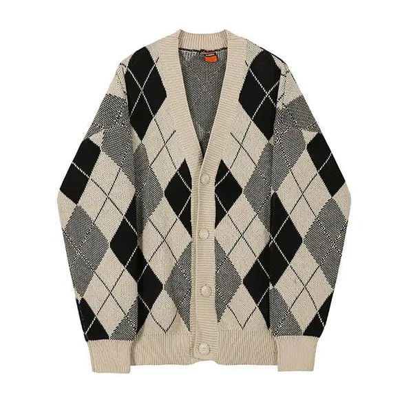VIBE Argyle Graphic Knit Cardigan Sweater Size US M / EU 48-50 / 2 - 7 Thumbnail