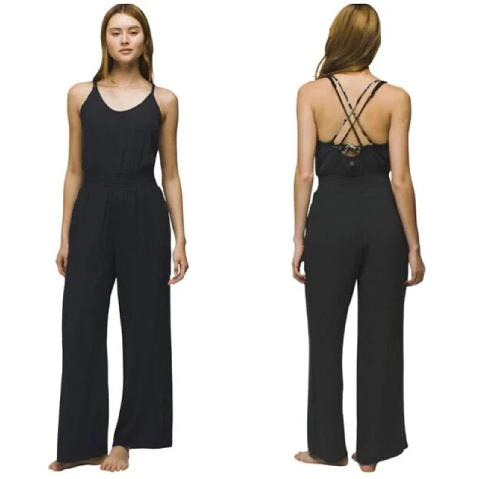 Prana Prana Fernie Wide Leg Jumpsuit Medium Black LIghtweight Size 30" / US 8 / IT 44 - 1 Thumbnail