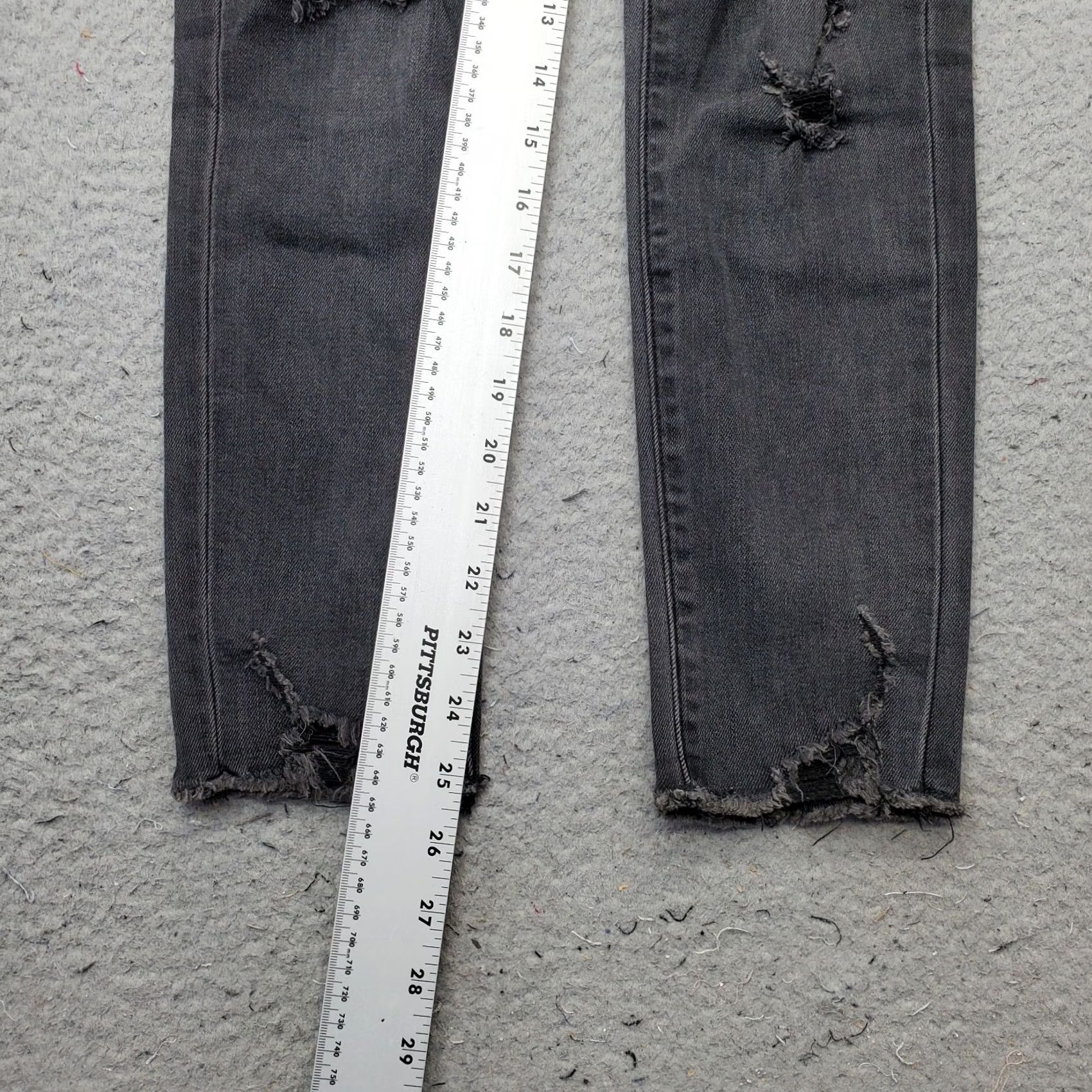 Vintage Flying Monkey Jeans Womens 24 Gray Denim Distressed Comfort Skinny Leg Raw Hem Jeans Size 42" / US 20 - 4 Thumbnail