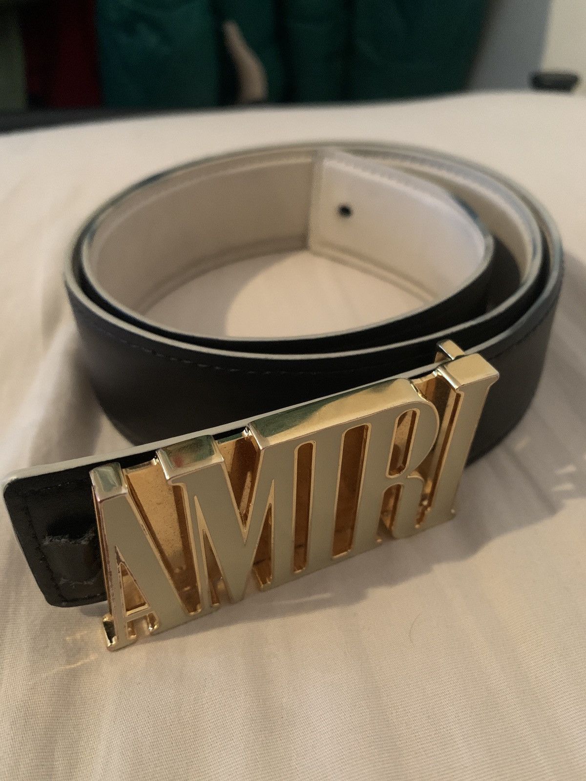 Pre-owned Amiri Reversible  Belt Black/beige