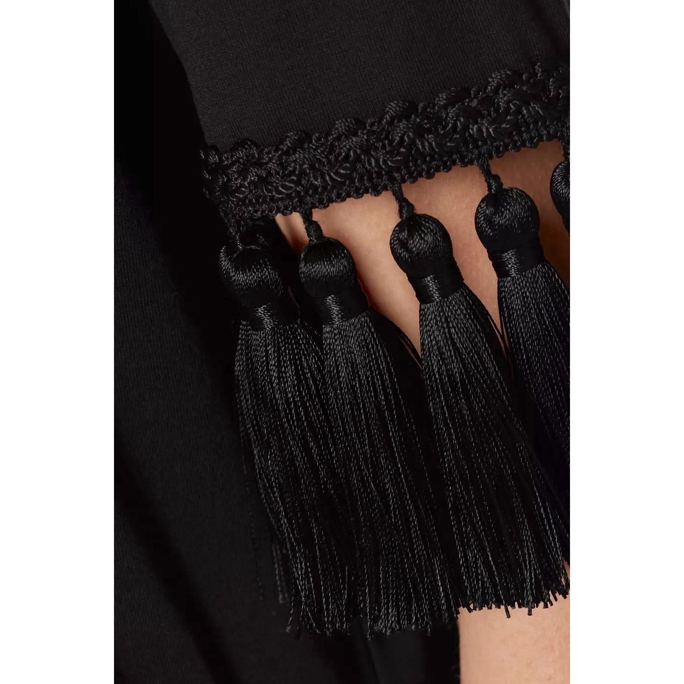 Dolce & Gabbana Dolce & Gabbana Black Tassel Trimmings Jersey T-Shirt IT 38 Size XS / US 0-2 / IT 36-38 - 7 Thumbnail