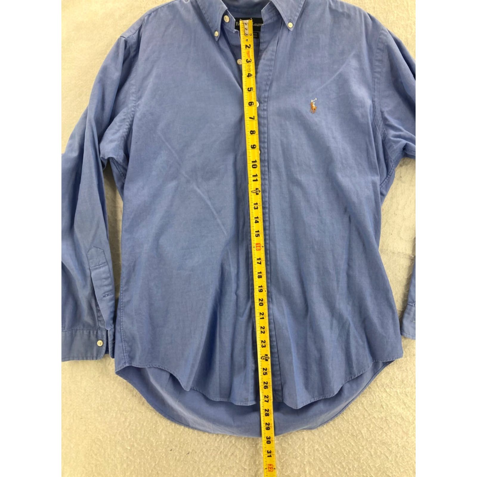 Ralph Lauren Ralph Lauren Shirt Mens 15.5-34 Long Sleeve Button Up Blue Solid Button Logo Collared Vintage? Size US L / EU 52-54 / 3 - 3 Thumbnail
