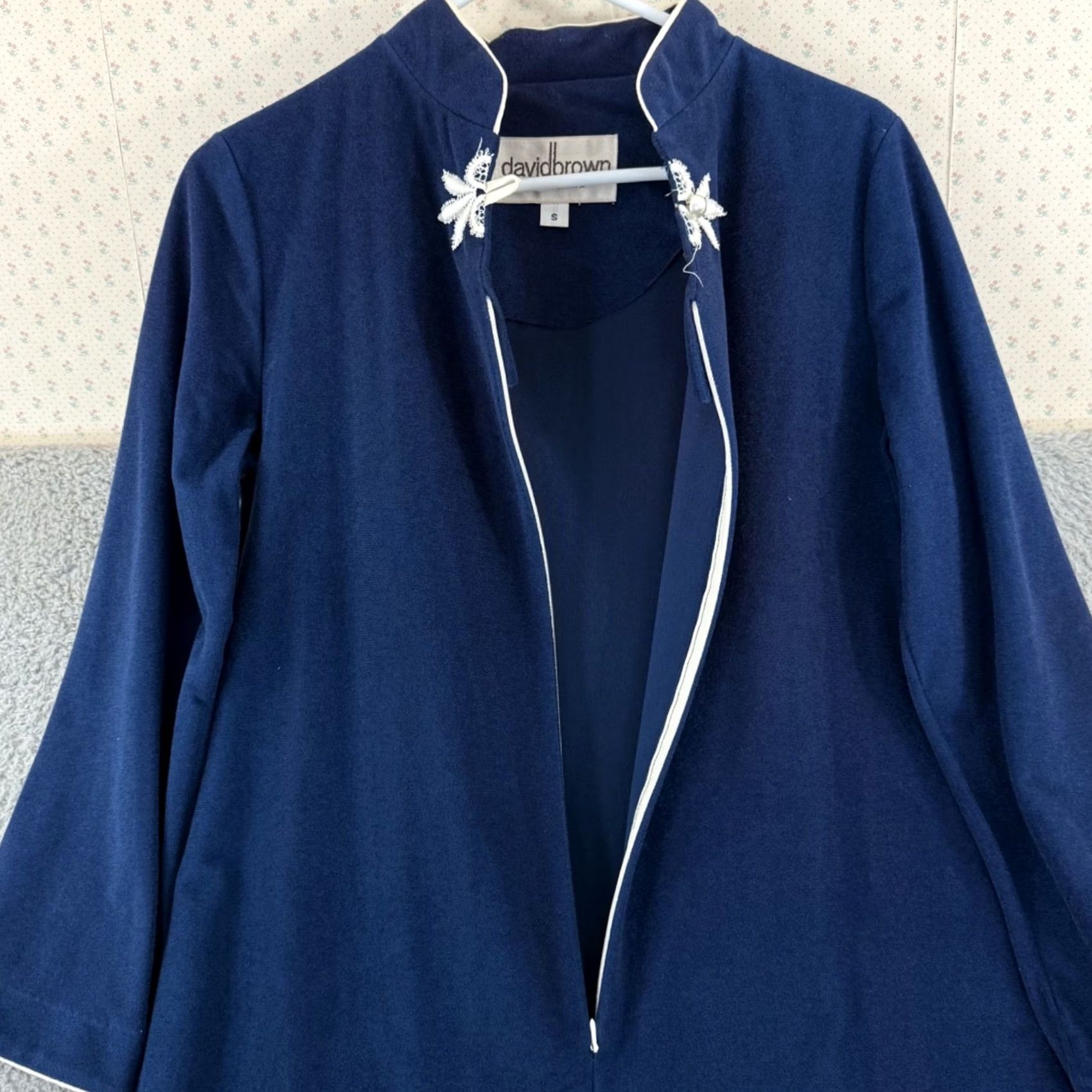 Velour VINTAGE David Brown California Maxi Dress Womens Small Blue 70s Velour Zip NWT Size S / US 4 / IT 40 - 5 Thumbnail