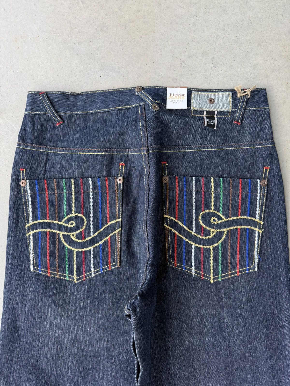 Japanese Brand × Vintage Vintage Y2K Russo Embroidered Dark Wash Denim Baggy Capris Size US 34 / EU 50 - 3 Thumbnail