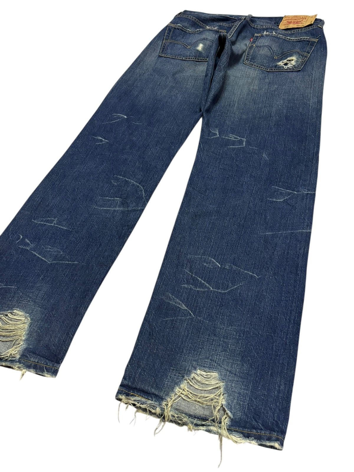 Levi's Vtg 90s Levis 501 Distressed Jeans Size US 34 / EU 50 - 4 Thumbnail