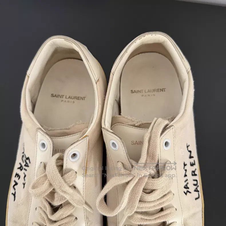 Saint Laurent Paris Saint Laurent Paris Slogan Embroidered Distressed Sneakers Size US 7 / EU 40 - 4 Thumbnail