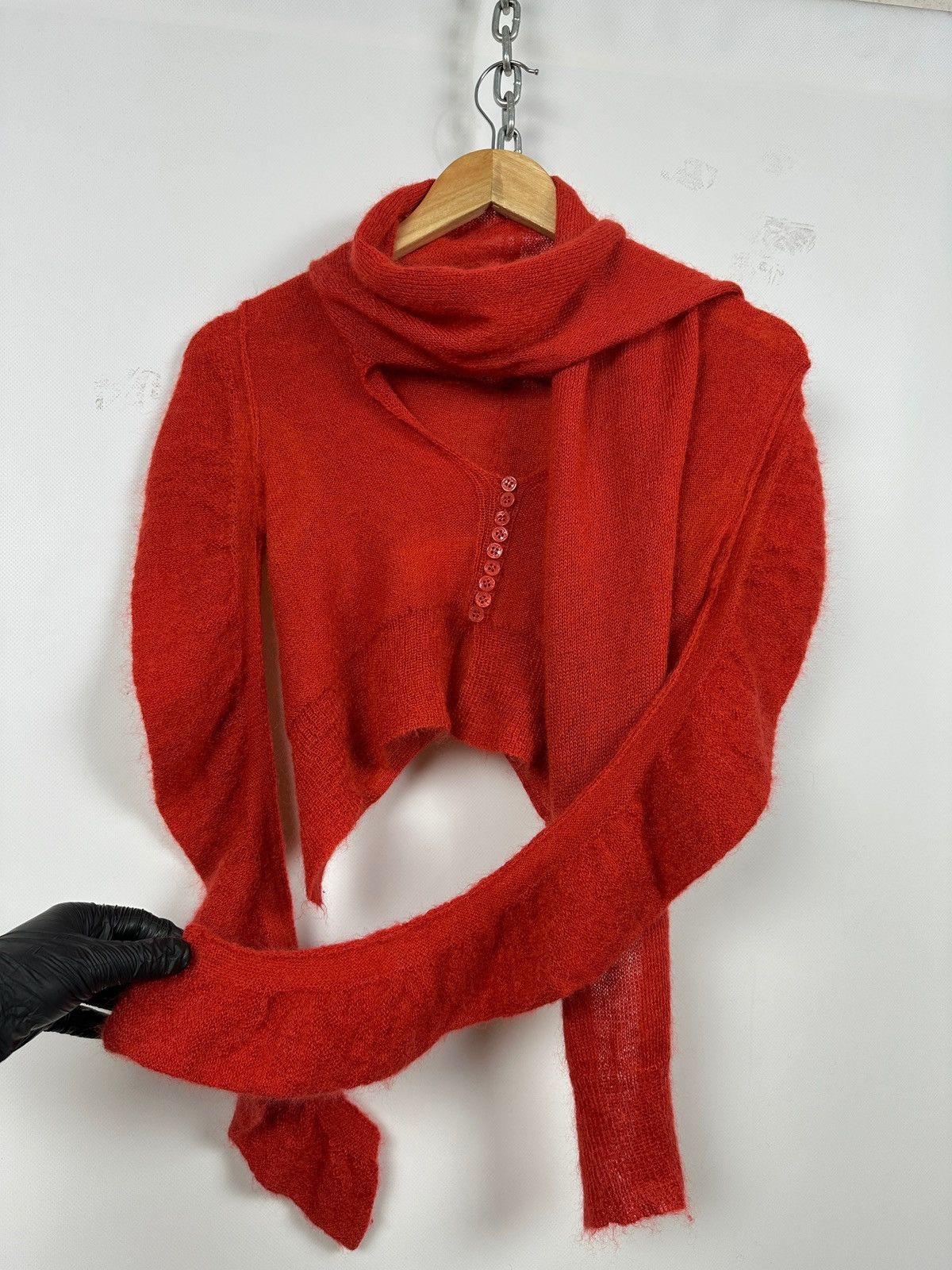 Marithe + Francois Girbaud Vintage Marithe Francois Girbaud Mohair Knit Scarf Sweater Size S / US 4 / IT 40 - 10 Thumbnail