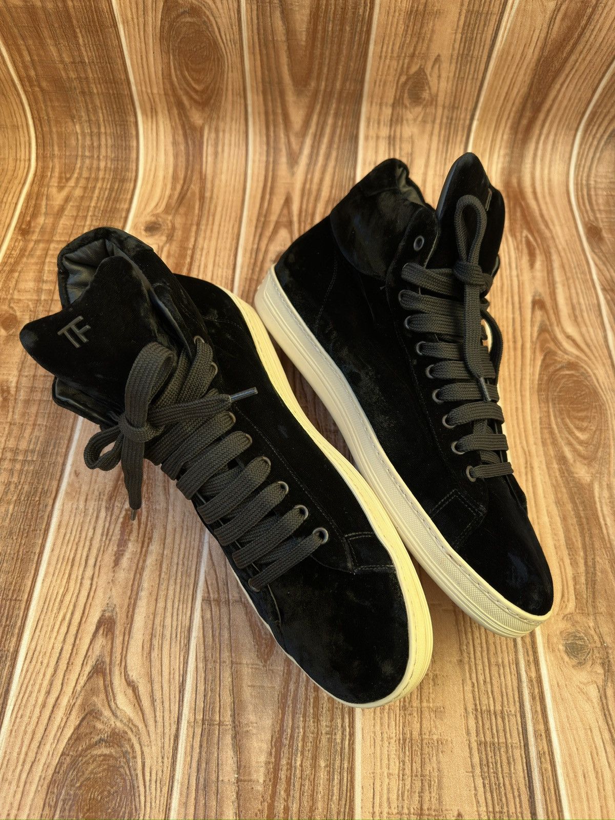 Tom Ford Tom Ford Russel Black Velvet Hi Top Sneaker Size US 12.5 / EU 45-46 - 6 Thumbnail