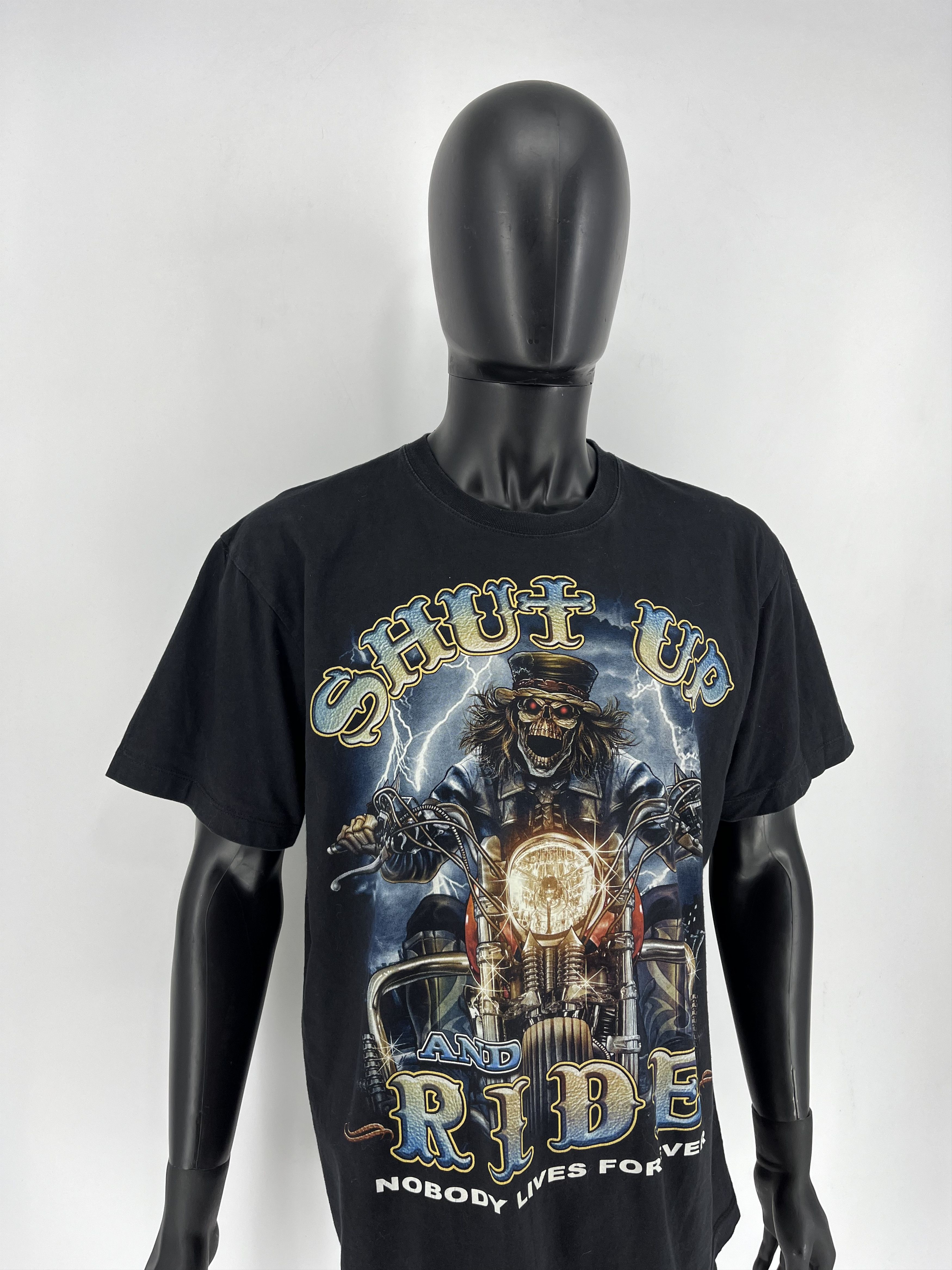 Other Vintage 90s Shut Up and RIDE Biker T-Shirt, Skeleton Comin Size US L / EU 52-54 / 3 - 3 Thumbnail