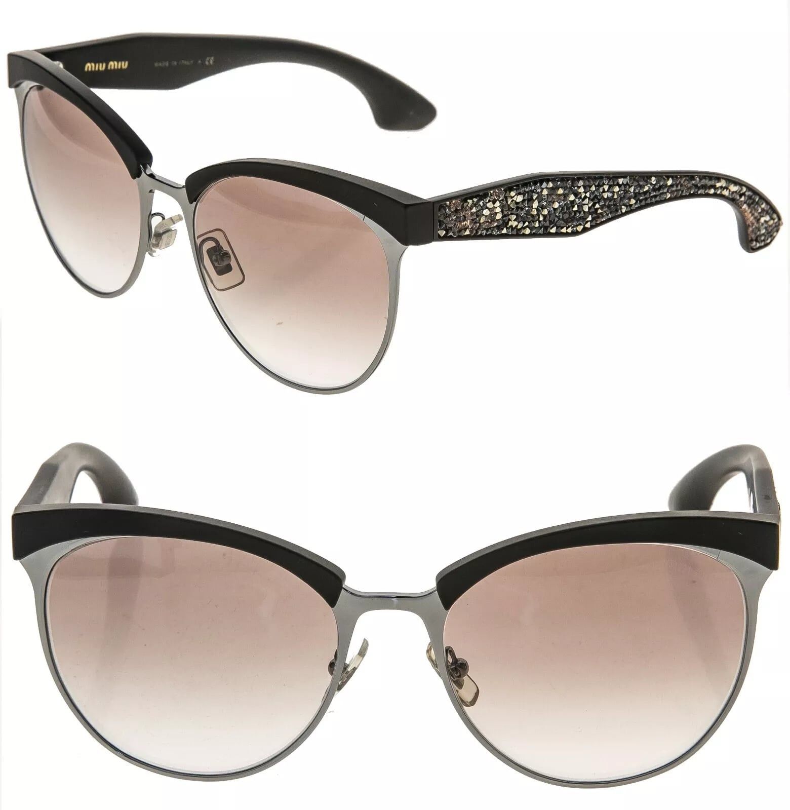 Miu Miu MIU MIU STARDUST 54Q Gray Brown Pave Stud Sunglasses MU54QS Size ONE SIZE - 1 Thumbnail