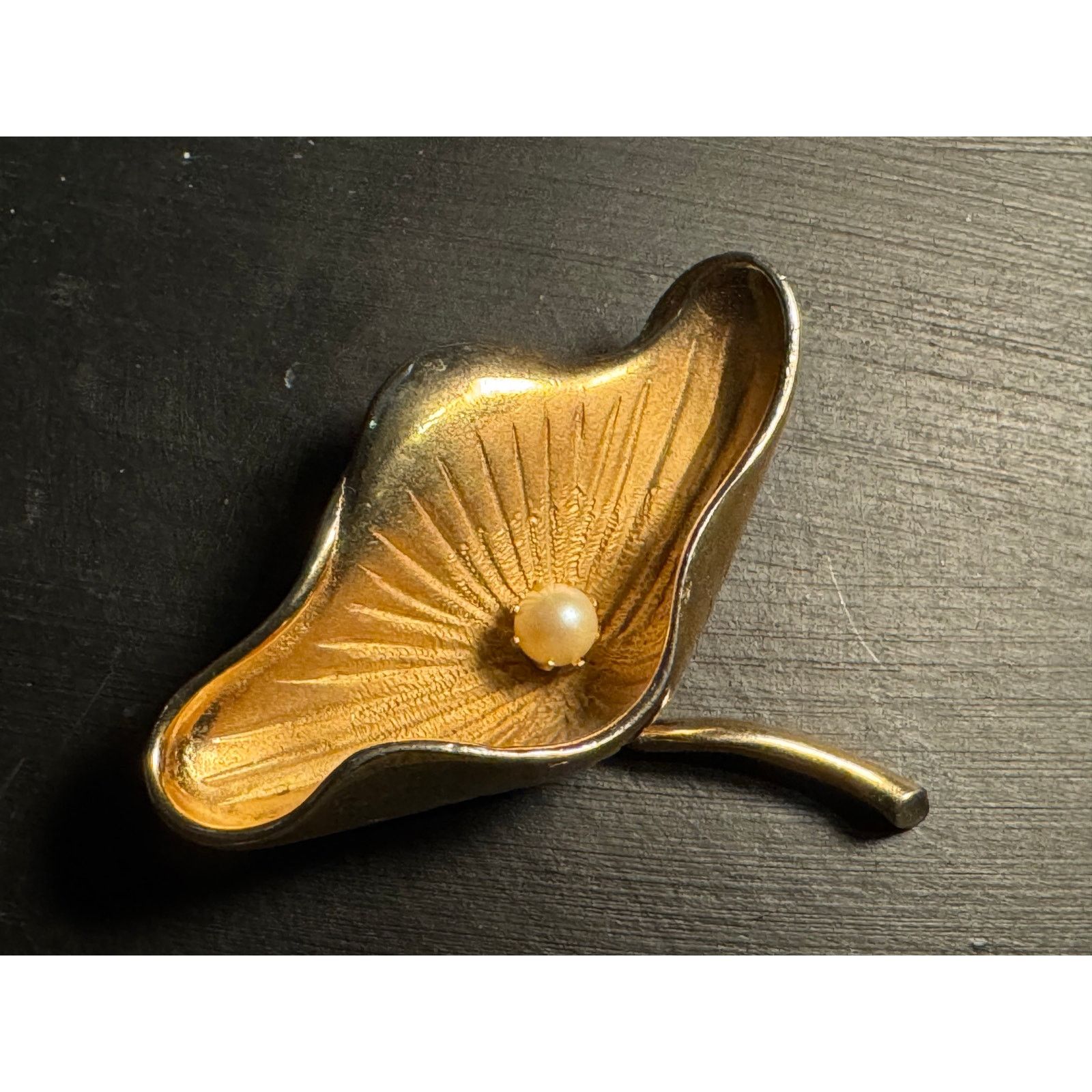 Other Vintage Marvella Gold Tone Brooch Center Pearl Ginkao Leaf Size ONE SIZE - 2 Thumbnail