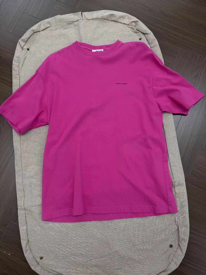 Balenciaga Balenciaga Pink Logo Crew Neck T-shirt - dmc Size US S / EU 44-46 / 1 - 1 Thumbnail