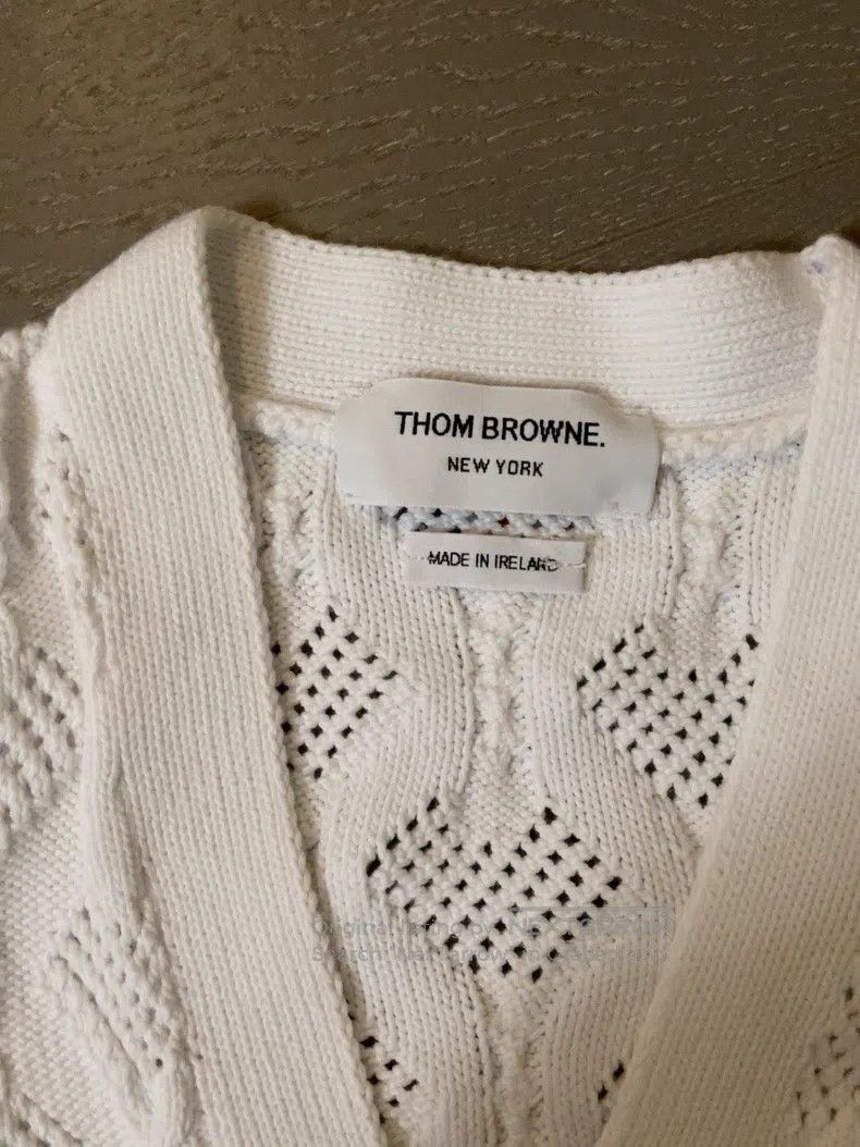Thom Browne Thom Browne White Short Sleeve Cotton Cardigan Size XS / US 0-2 / IT 36-38 - 2 Thumbnail