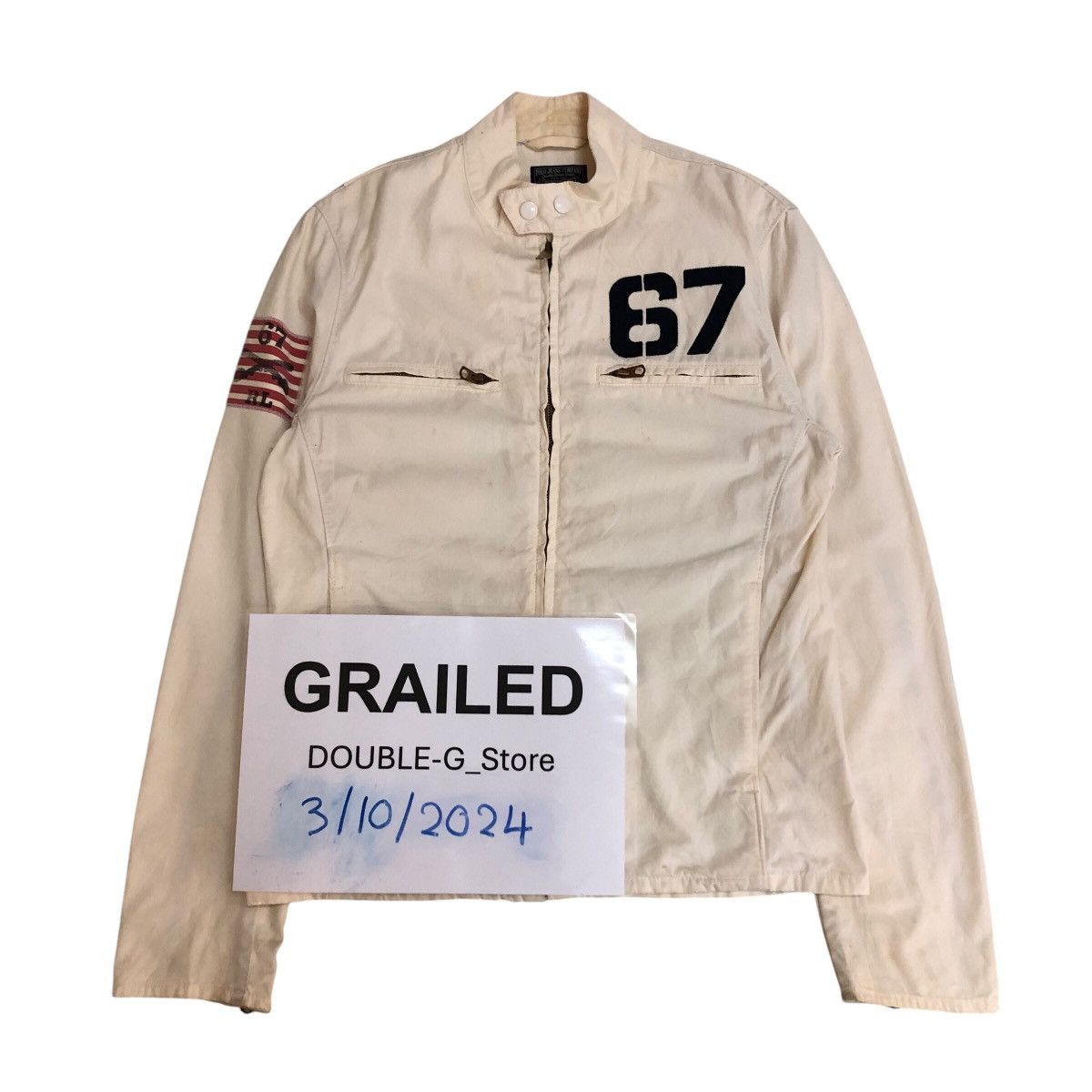 Polo Ralph Lauren Biker Jacket Zipper Ralph Lauren Mfg Polo Jeans Company Flag Size US M / EU 48-50 / 2 - 1 Thumbnail