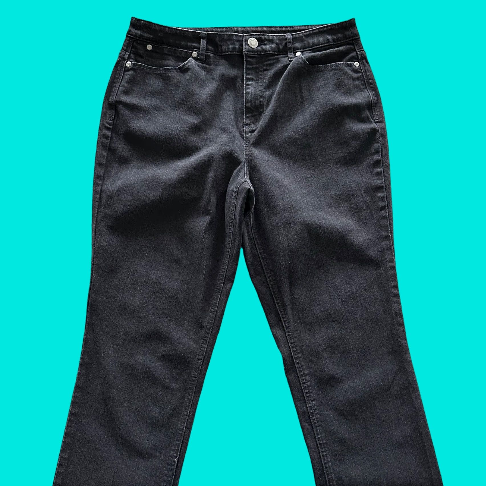 Vintage Christopher & Banks Jeans Womens 12 Slim Straight Black Denim 33x30 5-Pocket Stretch (Regular) Adults Womens Size 24" / US 00 / IT 34 - 1 Thumbnail