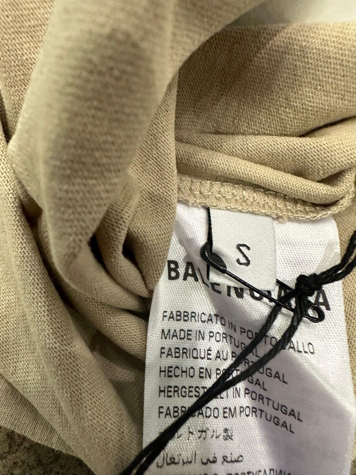 Balenciaga BALENCIAGA - Back Embroidered Jersey T-Shirt Beige Size US S / EU 44-46 / 1 - 3 Thumbnail