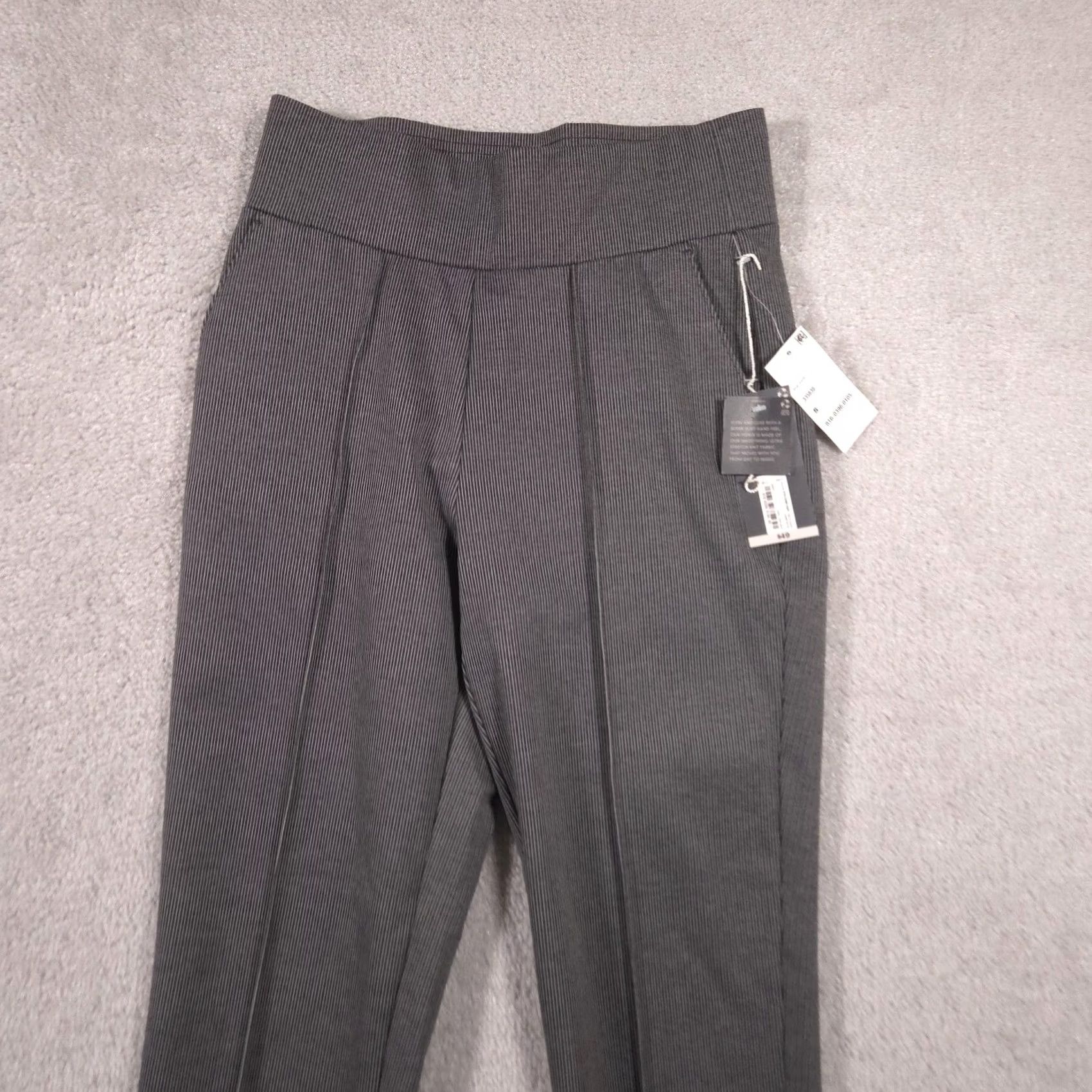 Worthington Worthington Dress Pants Womens Small Gray Stripe Knit Slim Pull On Stretch Work Ladies Pants Size 28" / US 6 / IT 42 - 4 Thumbnail