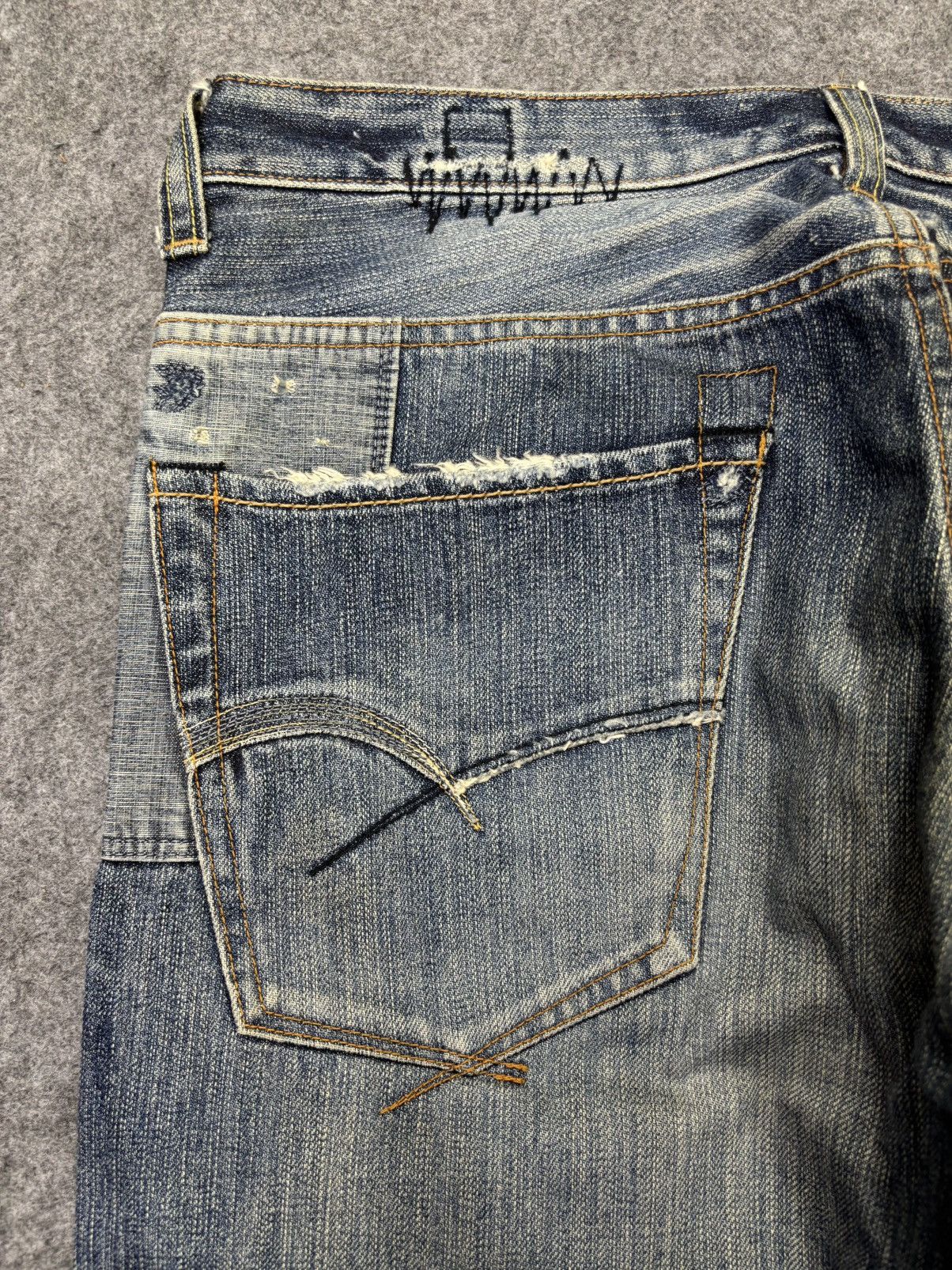 Japanese Brand 💥Insane Boro💥Archival Bartack Patchwork Denim F786 Size US 33 - 17 Thumbnail