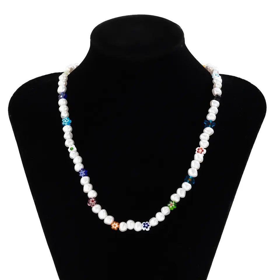 Other Colorful Acrylic Small Flower Short Collar Necklace Size ONE SIZE - 2 Thumbnail