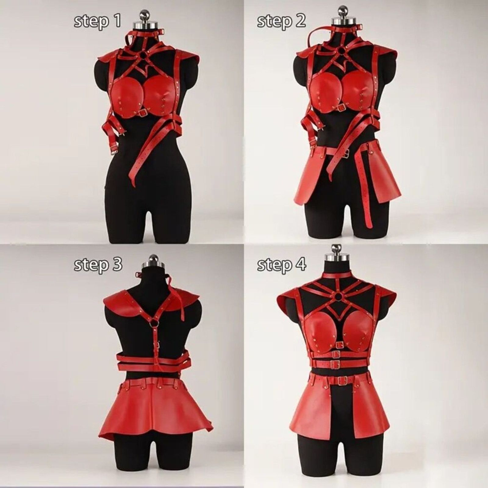 Other Samurai Warrior Red Corset Harness Cosplay Set, ONE SIZE Size ONE SIZE - 5 Thumbnail