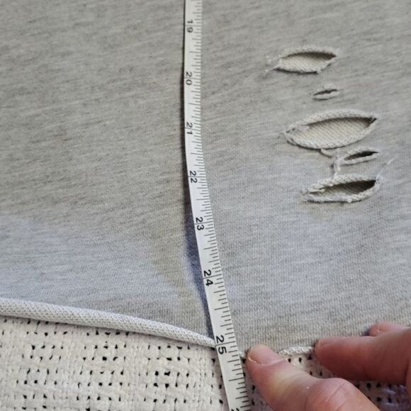 Designer Bala Bala Distressed Grey Raw Edges Unique Vneck with Accent Size XL / US 12-14 / IT 48-50 - 9 Thumbnail