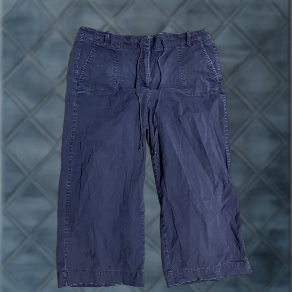 Talbots Talbots Women's Cropped Pants 14 Navy Blue Straight Cotton Stretch Casual Workwear Size 36" / US 14 / IT 50 - 1 Thumbnail