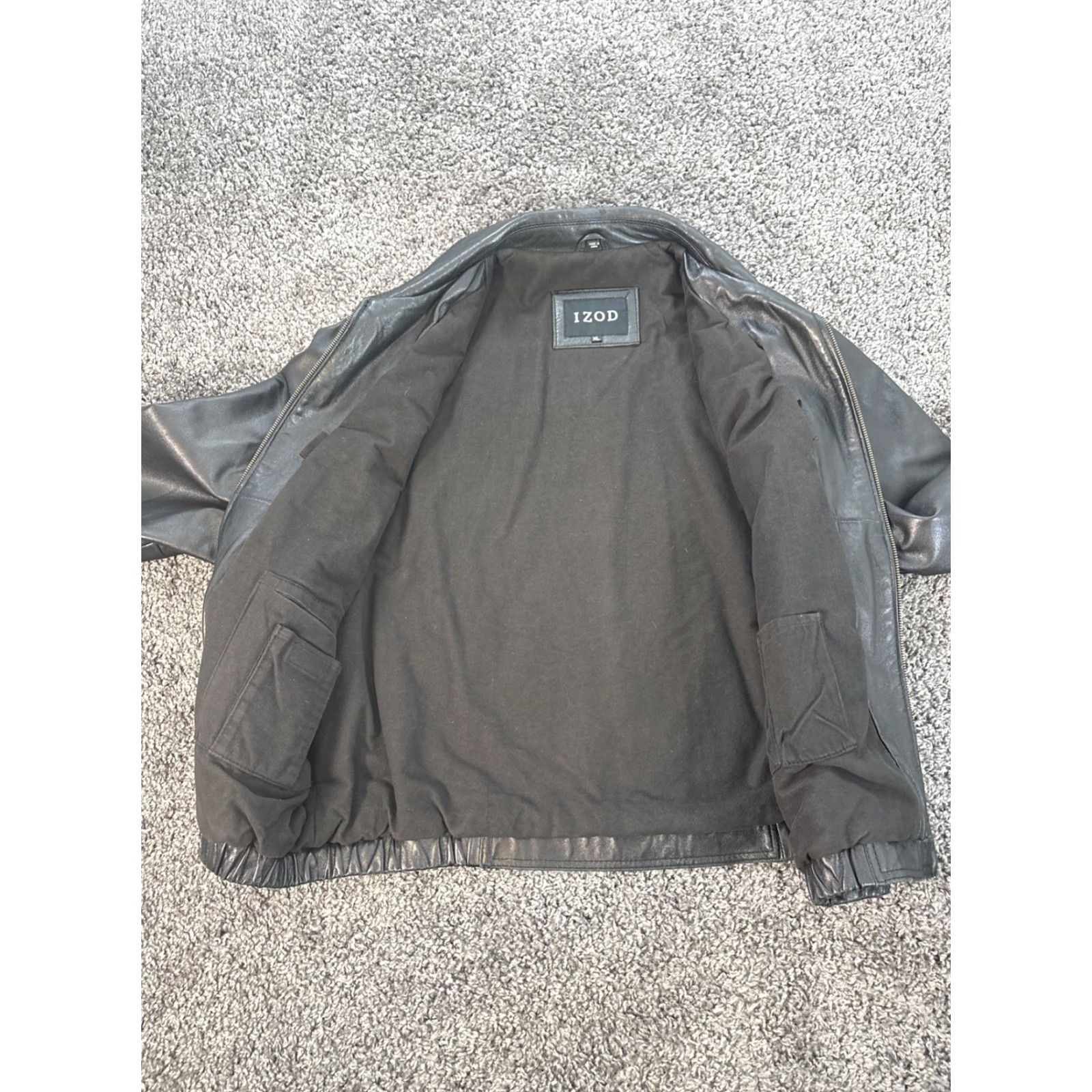 Izod VINTAGE IZOD Leather Jacket Mens XL Black Zip Up Pockets 90s Style Regular Jacket Size US XL / EU 56 / 4 - 5 Thumbnail
