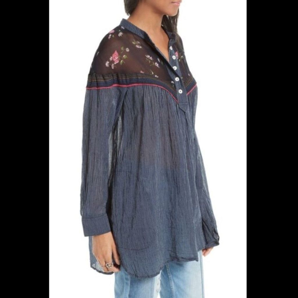 Free People FREE People Blue Hearts and Color Tunic Boho Blouse XS Size XS / US 0-2 / IT 36-38 - 5 Thumbnail