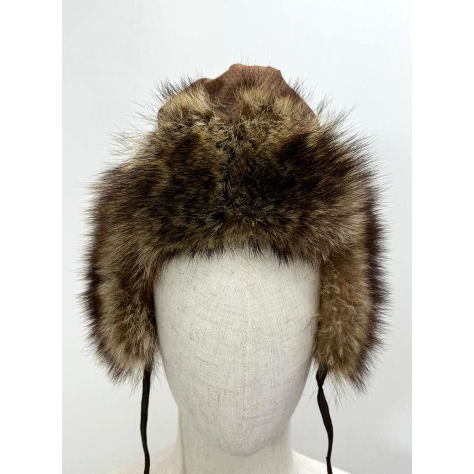Vintage Vintage Italian Leather Trapper Hat - Real Fur Sheepskin Bomber Caps, Ear Flap, 1 Size, Brown, Men, Winter/Fall, Solid Pattern Size ONE SIZE - 7 Thumbnail