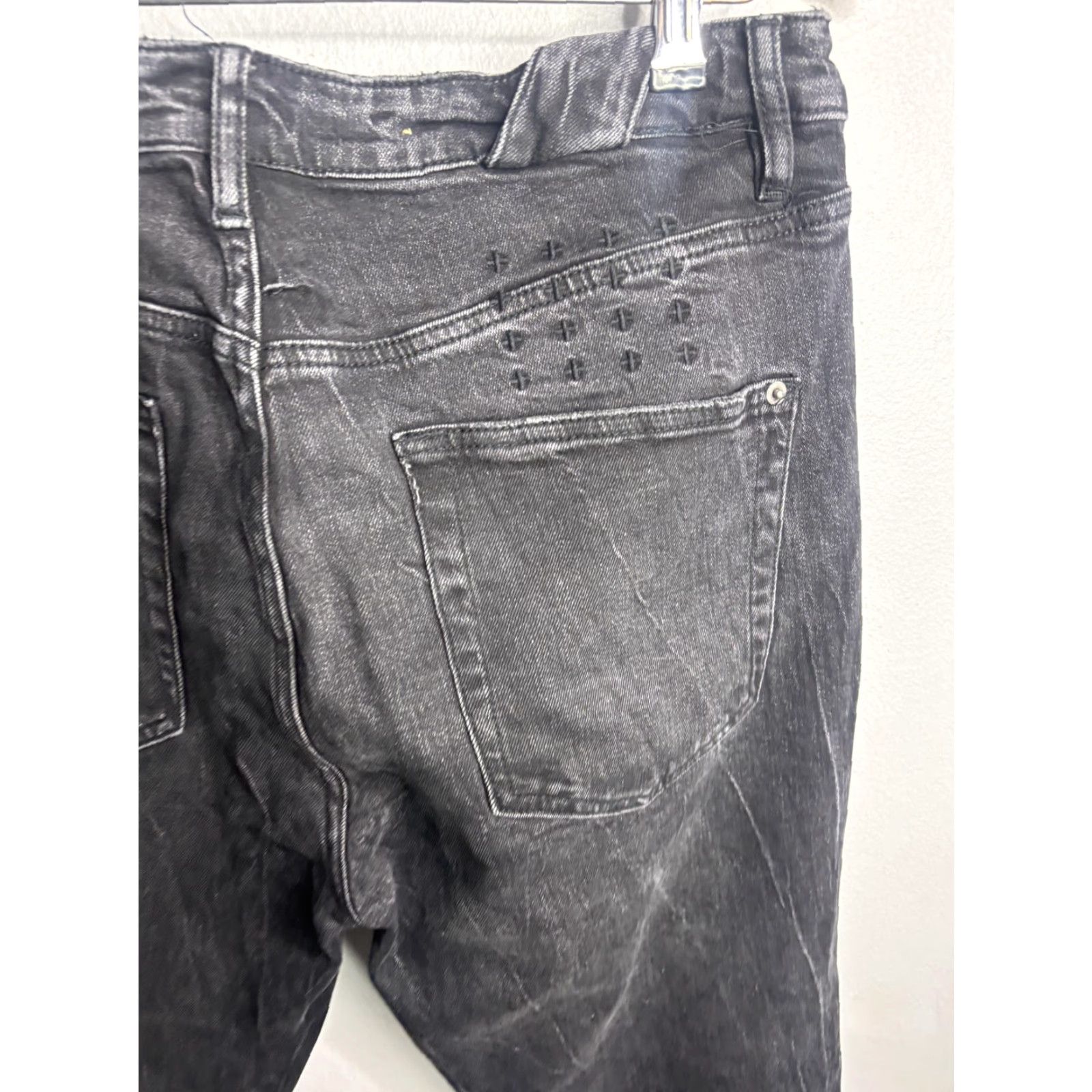 Ksubi Ksubi Jeans Mens 34x33 Black Skinny Stretch Denim Faded Wash Cross Embroidery Size US 34 / EU 50 - 2 Thumbnail