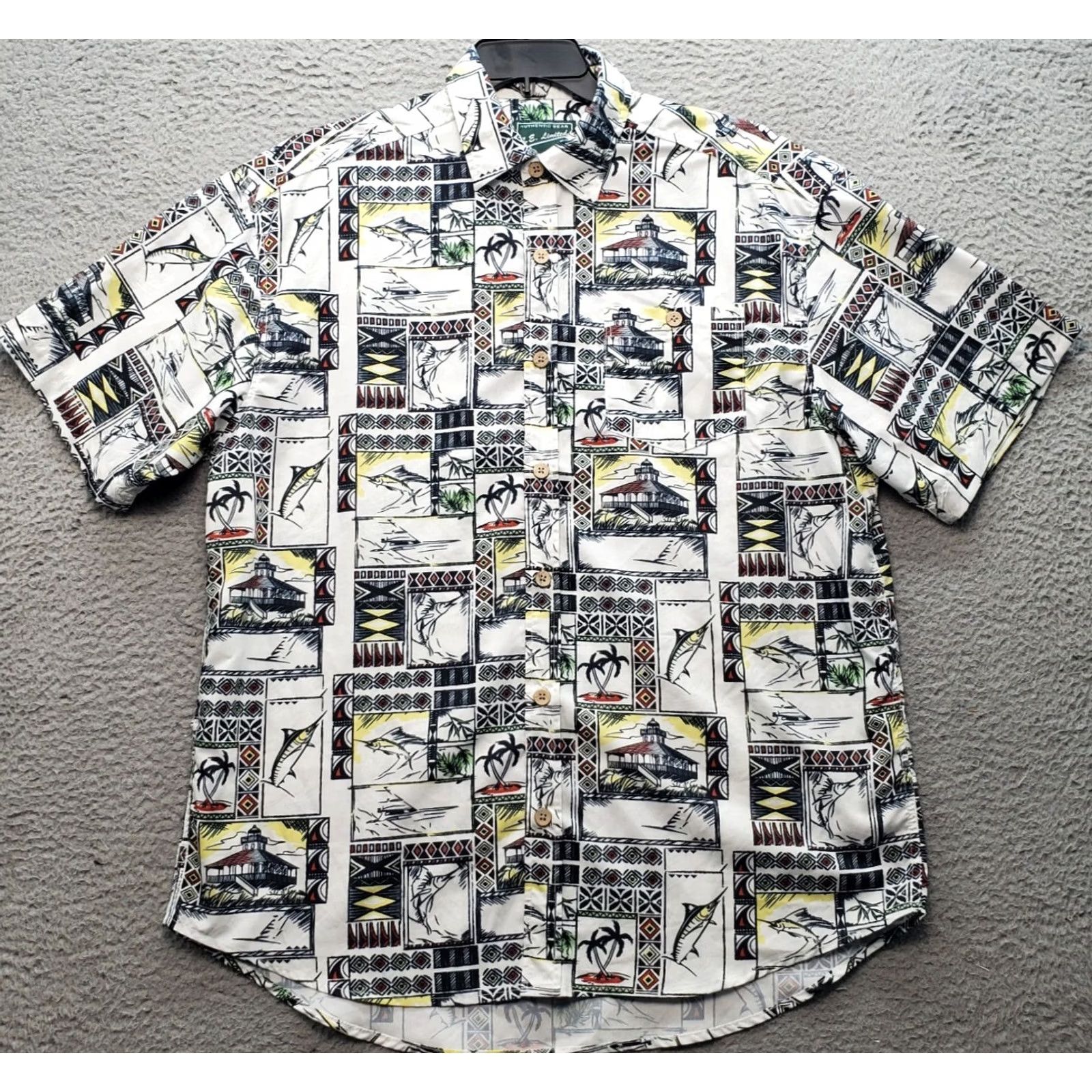 Vintage The Limited N.E. Limited Button-Up Shirt Mens L Multi Marlin Fishing Vacation Chest Pocket Size US L / EU 52-54 / 3 - 2 Thumbnail