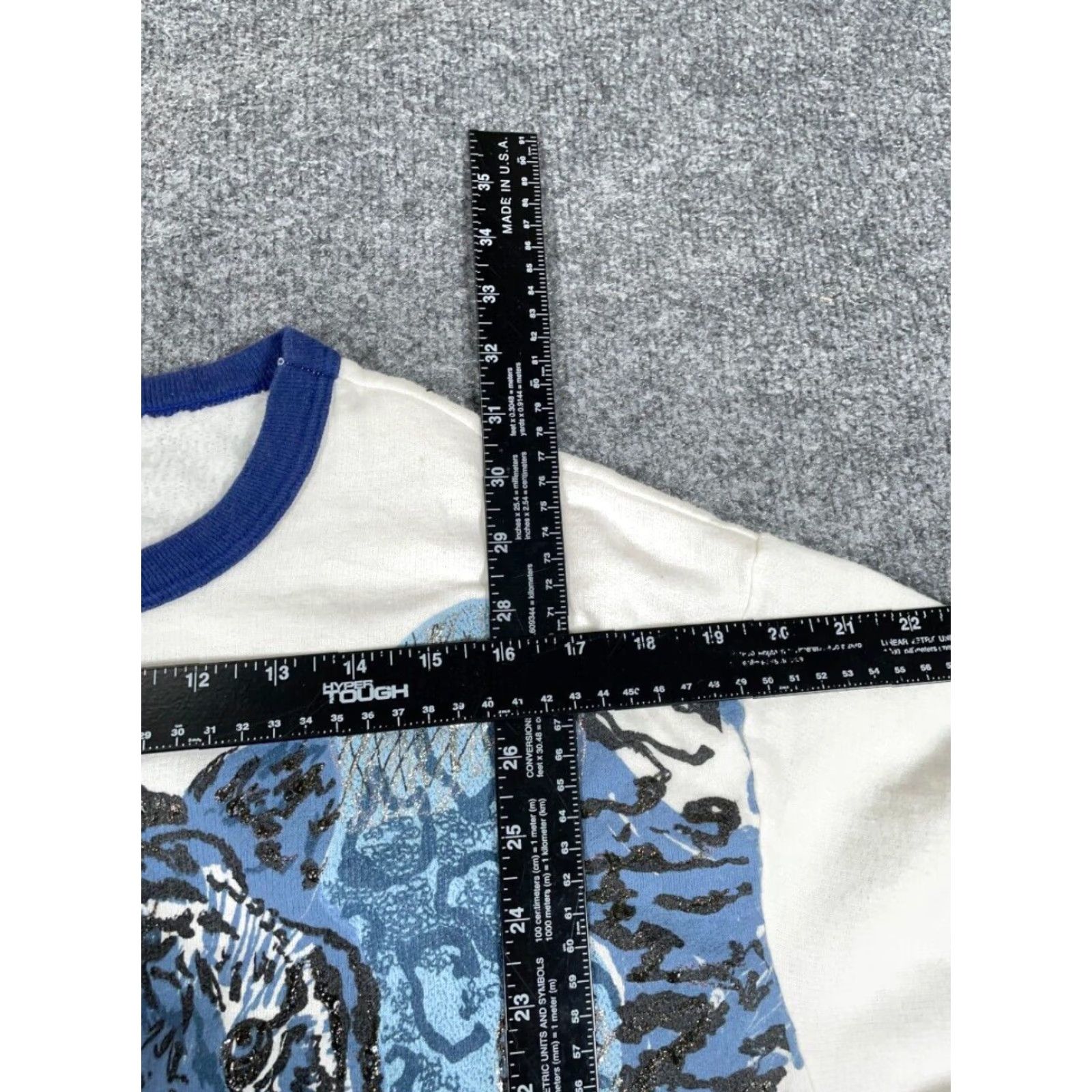 Vintage Vintage 90s Tiger Collage Print Ringer Sweatshirt Women's XL White Blue Retro Casual Activewear Size XL / US 12-14 / IT 48-50 - 4 Thumbnail