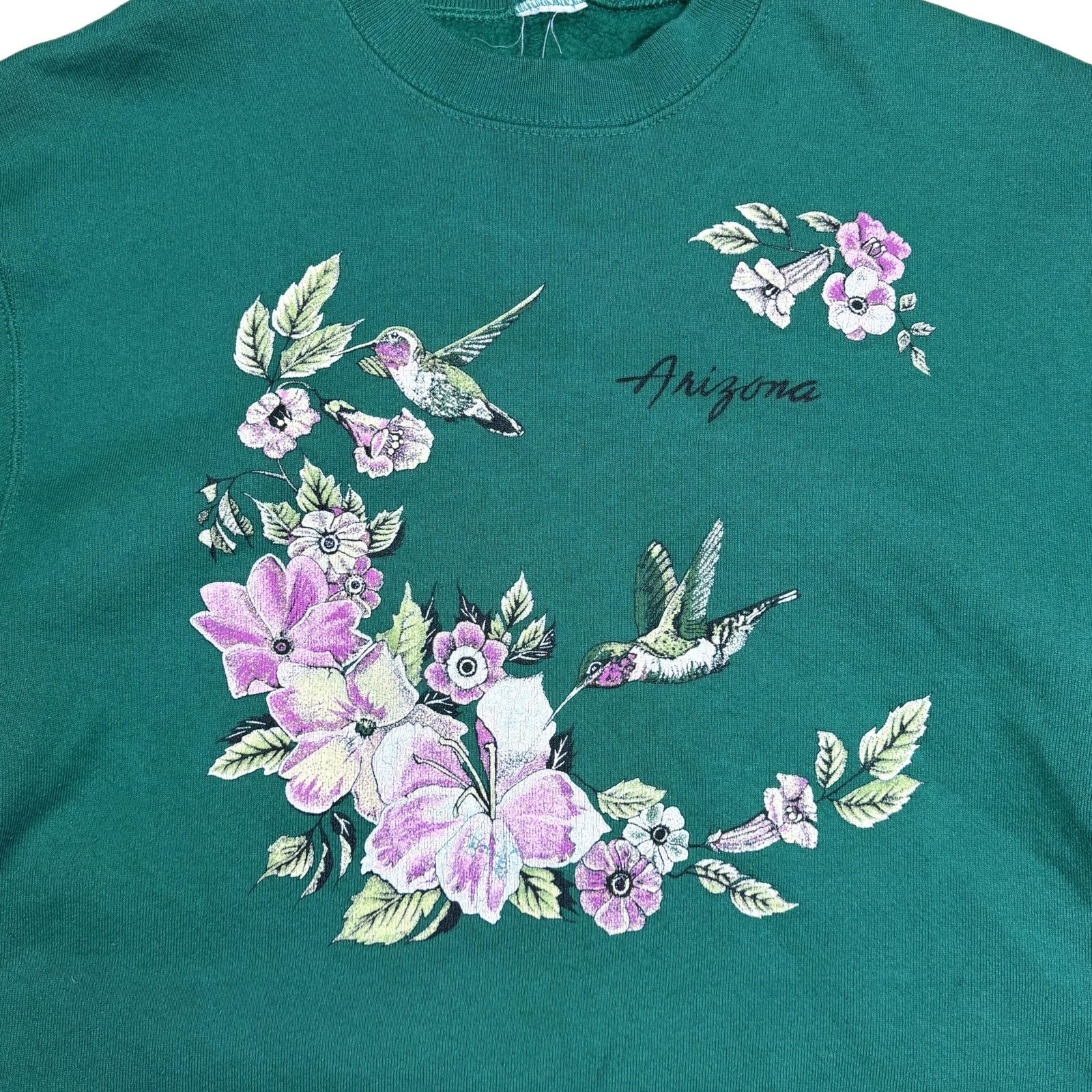 Vintage Vintage 90s Arizona Hummingbird Floral Sweatshirt Medium Size M / US 6-8 / IT 42-44 - 2 Thumbnail
