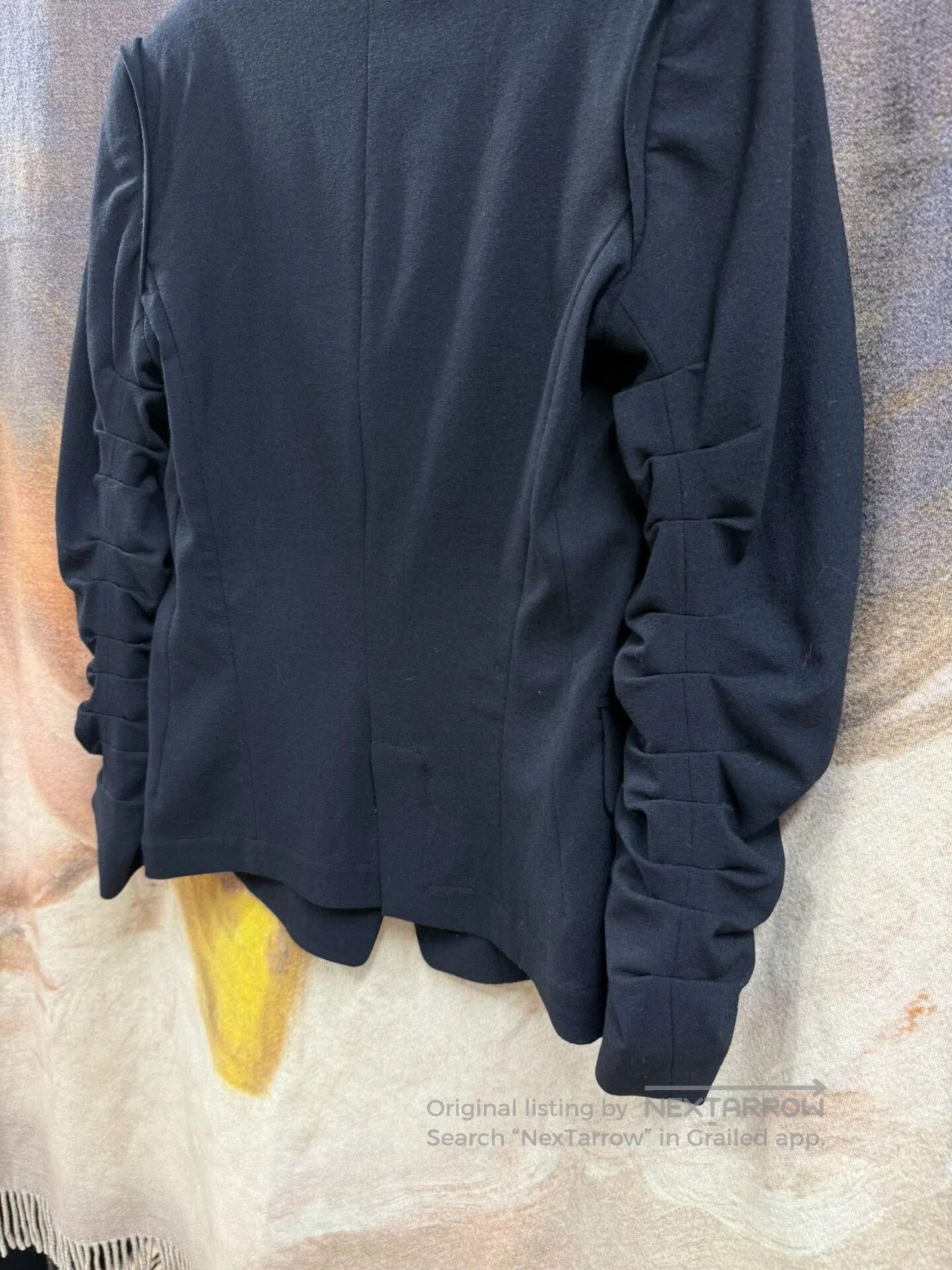 Ann Demeulemeester Elegant Black Ruched Sleeve Blazer. Size US S / EU 44-46 / 1 - 7 Thumbnail