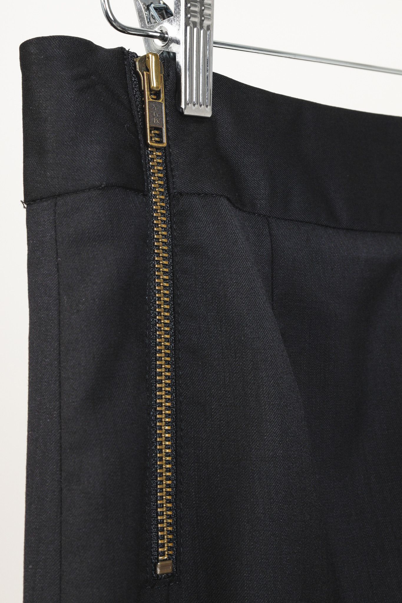 L.A.M.B. L.A.M.B. Vintage Black Wool and Satin Pencil Skirt Size 29" - 7 Thumbnail