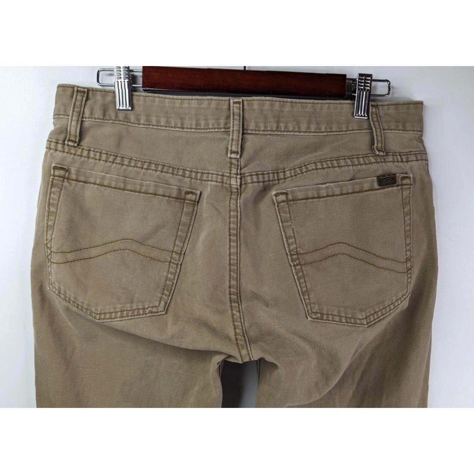 Vans VANS Pants Men 32 Khaki Beige Canvas Chino Heavyweight Straight Leg 2000s Casual Travel Workwear Size US 33 - 5 Thumbnail