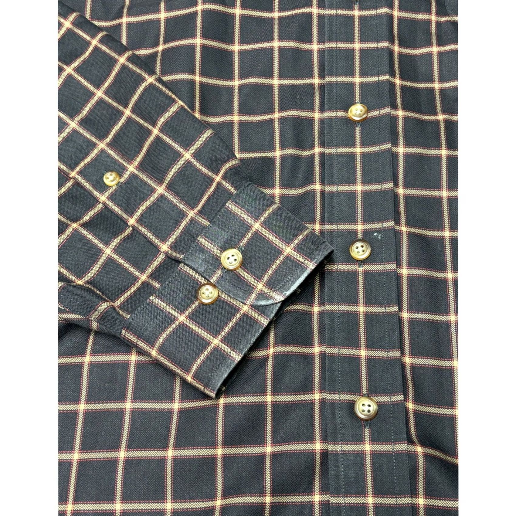 Brooks Brothers Brooks Brothers 346 Mens Large Non Iron Cotton Windowpane Button Down Shirt Navy Size US L / EU 52-54 / 3 - 3 Thumbnail