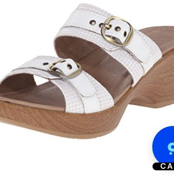 Dansko Dansko Jessie White Leather Cream Houndstooth 2 Strap Buckle Size US 8.5 / IT 38.5 - 9 Thumbnail