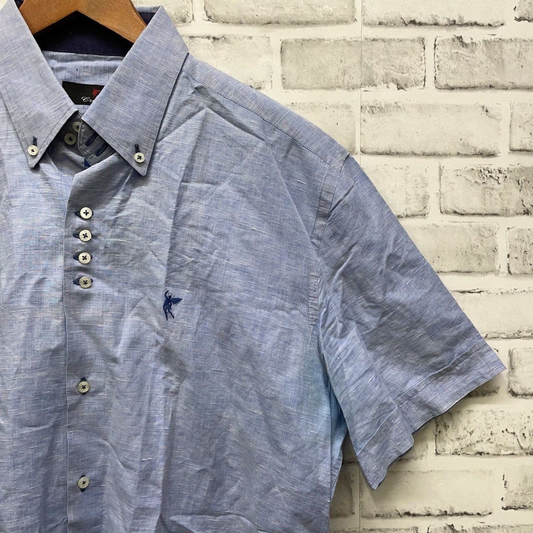 Vintage Credo Button-Down Shirt Mens Short Sleeve 100% Cotton Light Blue L Size US L / EU 52-54 / 3 - 2 Thumbnail