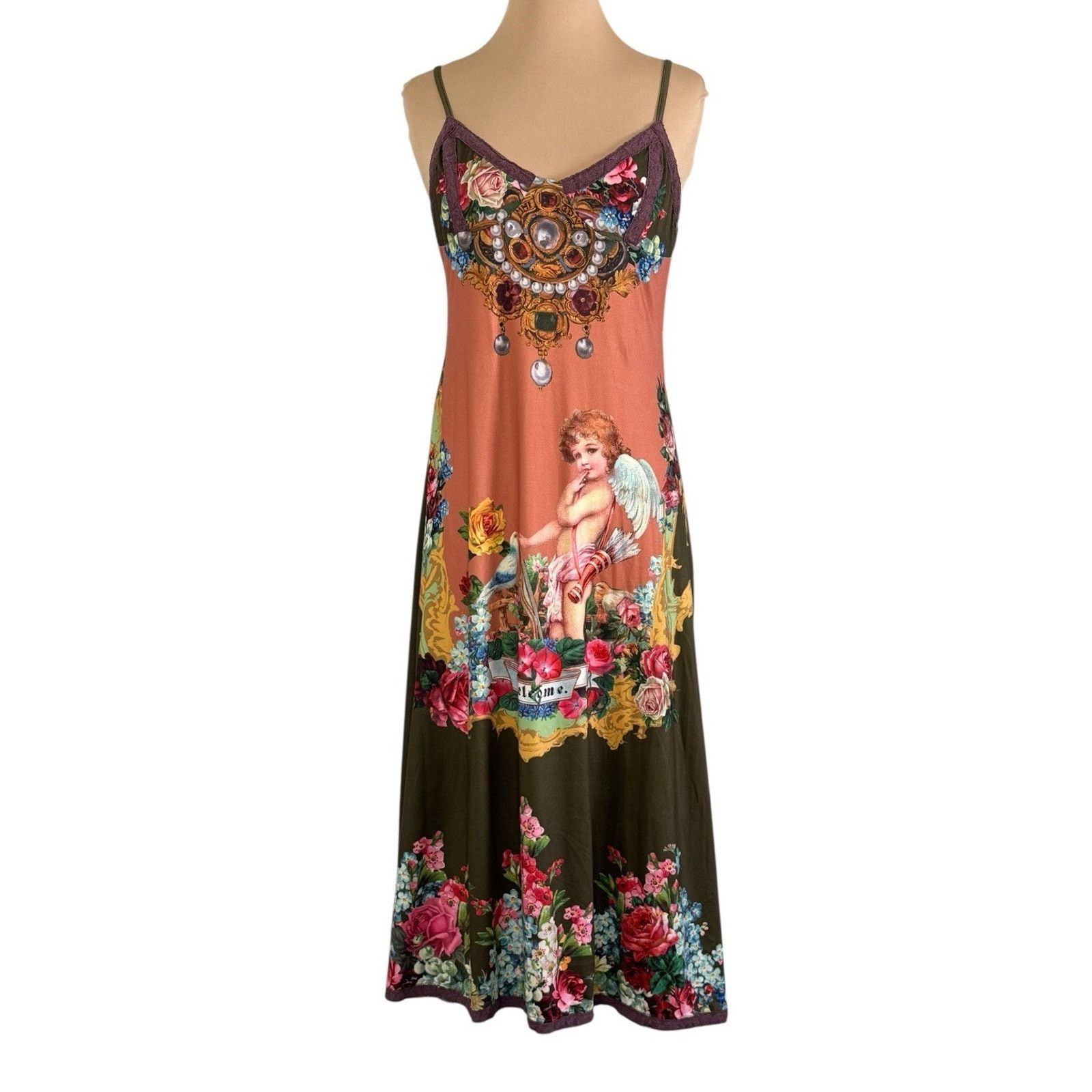 Other Vintage Inspired Cherub Midi Dress Angel Romantic Bohemian Size S / US 4 / IT 40 - 3 Thumbnail