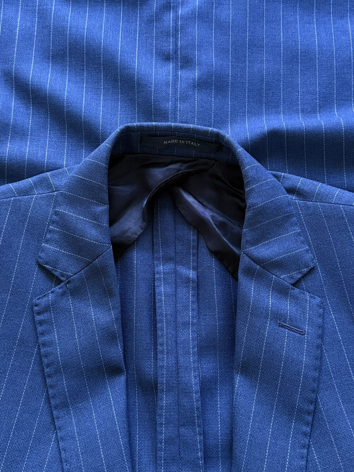 Boggi Boggi Milano Navy Blue Striped Wool Blazer Jacket Size 52 Size 42R - 2 Thumbnail