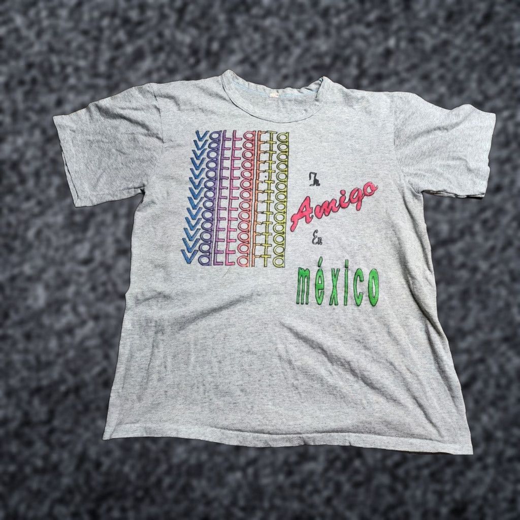 Rainbow VINTAGE VTG 80s Mens L Puerto Vallarta Mexico T Shirt Distressed Rainbow Size US L / EU 52-54 / 3 - 1 Thumbnail