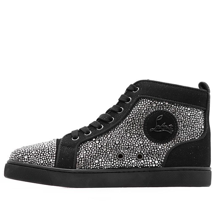 Christian Louboutin Christian Louboutin Christian Louboutin Louis Strass Leather Crystal High Top Sneakers Leather Shoes DUTY FREE for USA Size ONE SIZE - 1 Thumbnail