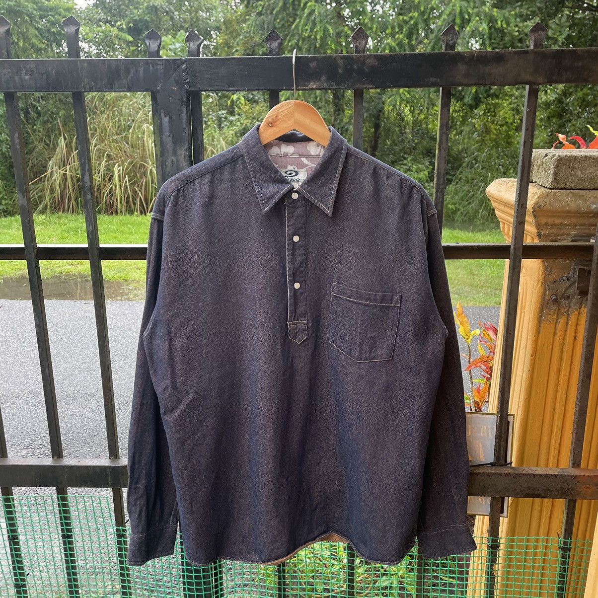 🔥Vintage Piko Western Style Half Buttons Denim Polos Shirts