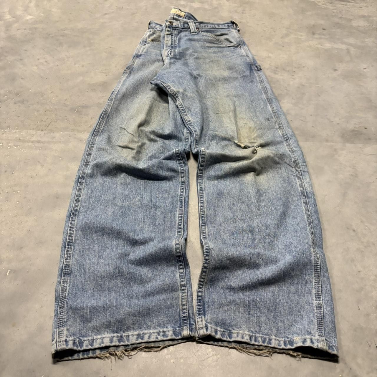 Japanese Brand × Vintage Crazy Vintage Y2K/2000s Baggy Grunge Light Wash Streetwear Skater Carpenter Denim Jeans! Size US 34 / EU 50 - 3 Thumbnail