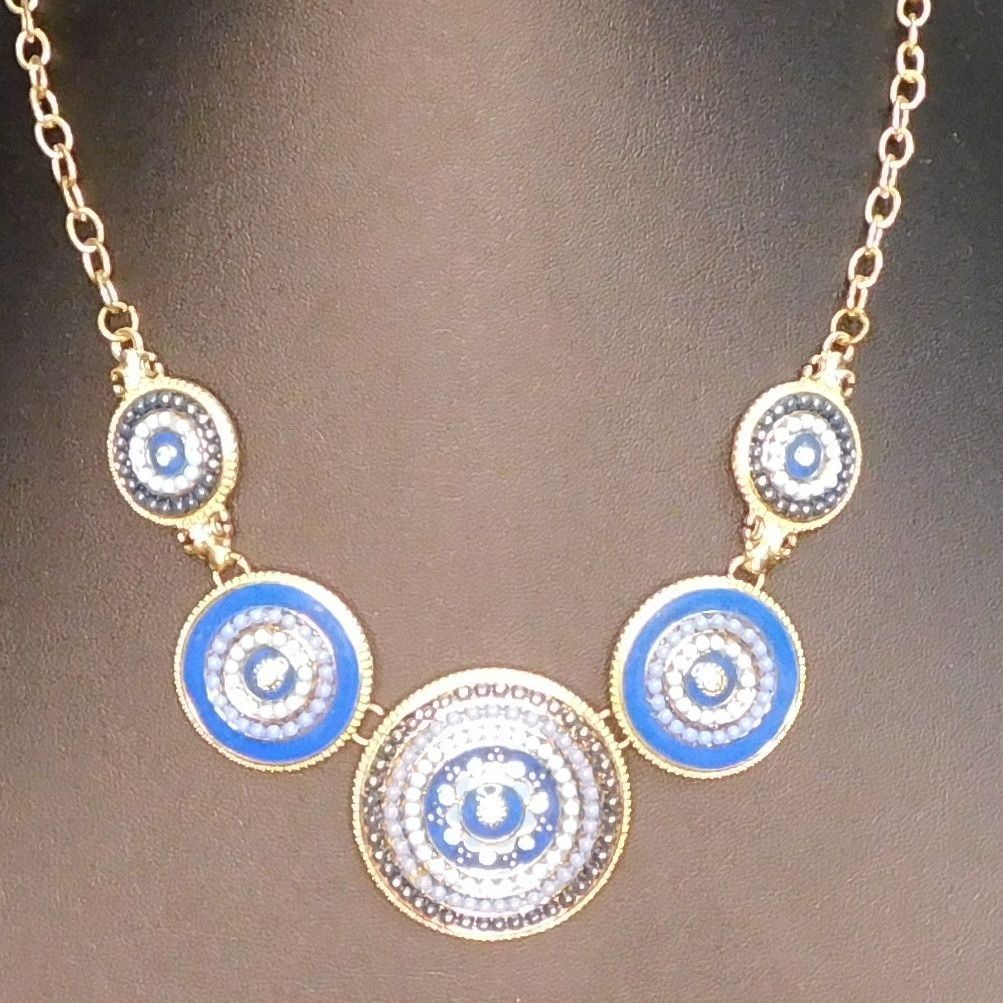 Other Bohemian Blue And Gold Tone Medallion Necklace Size ONE SIZE - 3 Thumbnail
