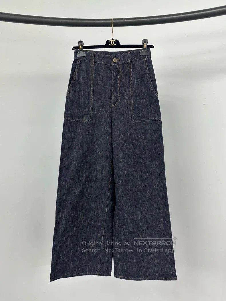 Chanel Chanel Dark Blue Denim Wide. Size US 34 / EU 50 - 1 Thumbnail