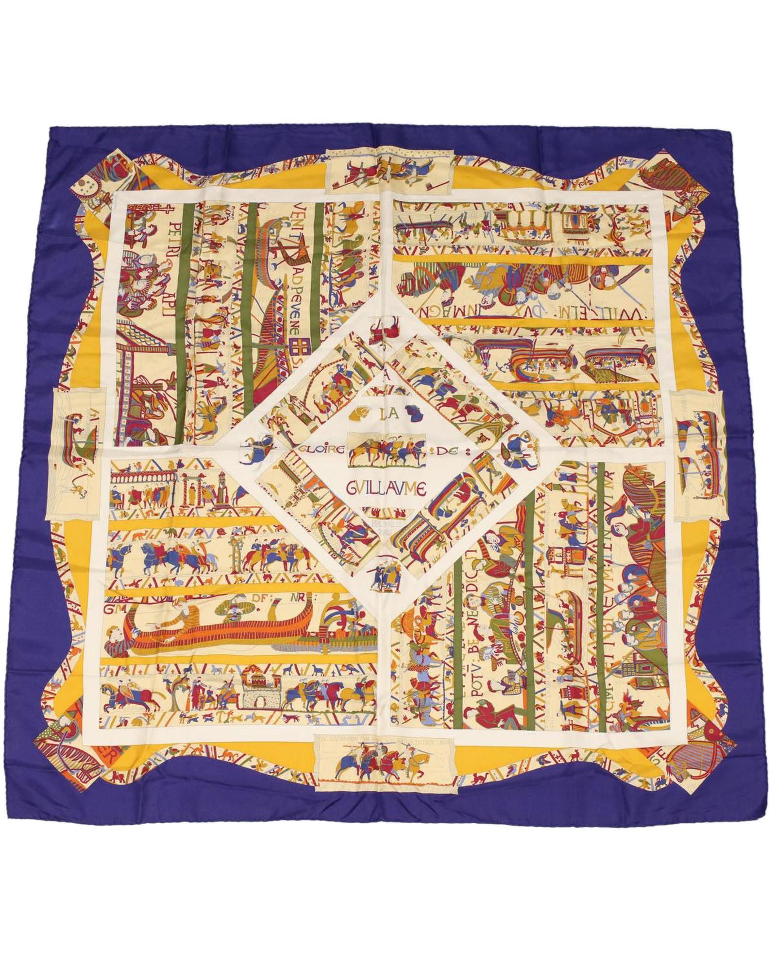 image of Captivating Blue Silk Scarf By Hermes, Women's