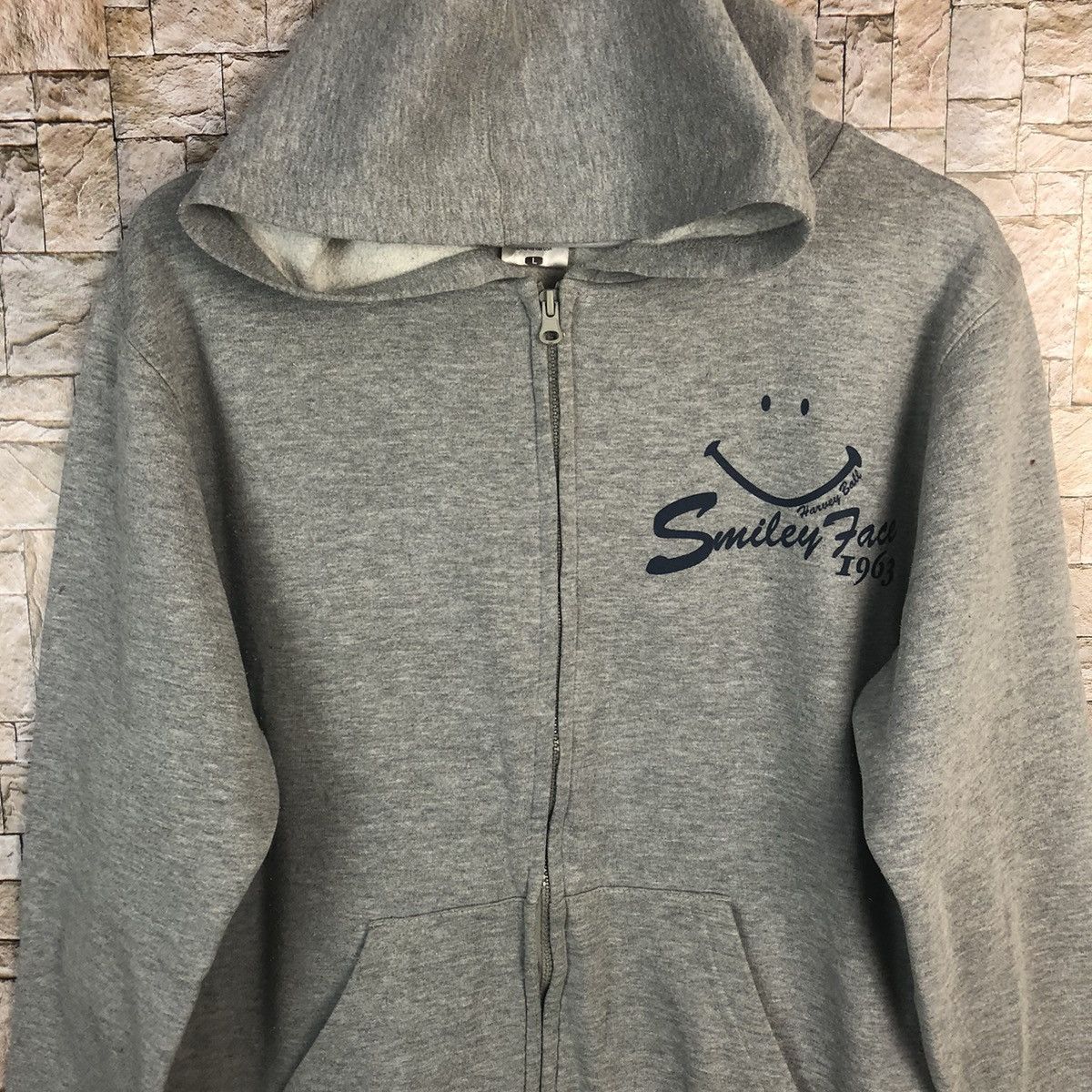 Japanese Brand Harvey Ball Smiley Face like kapital Grey Hoodie sweater#A67 Size US M / EU 48-50 / 2 - 8 Thumbnail