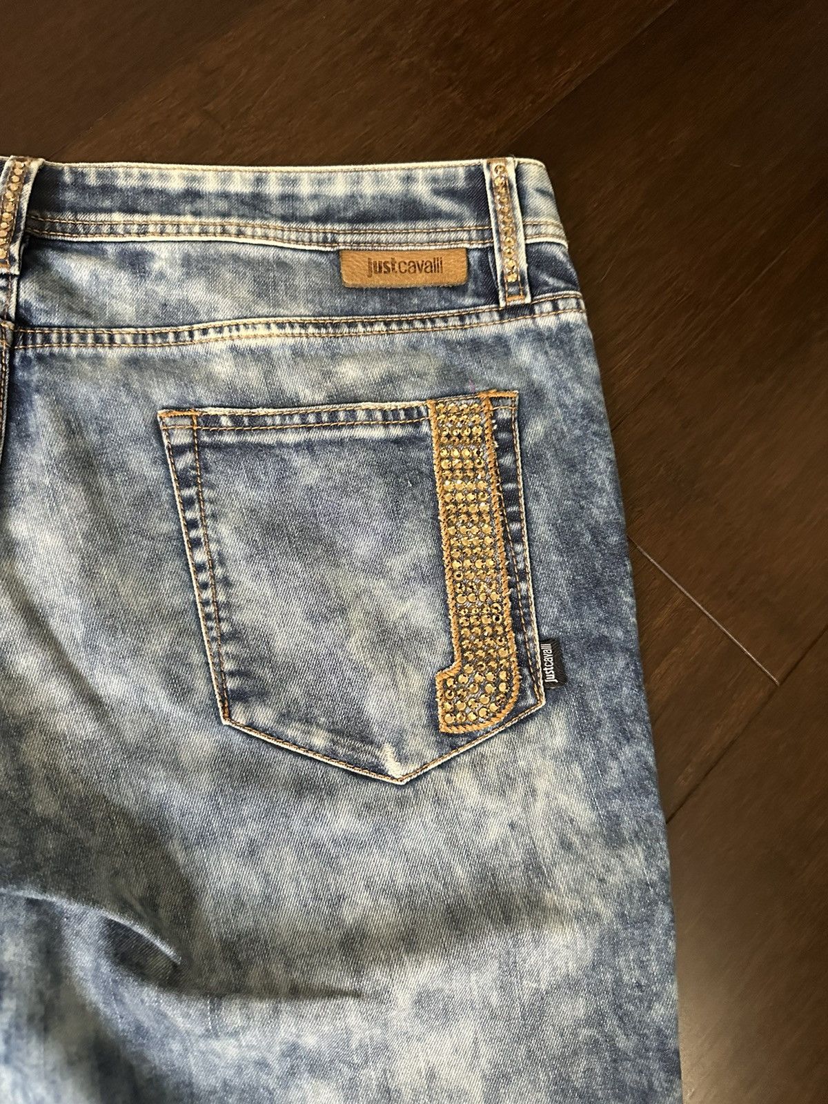 Just Cavalli Just Cavalli Women's Studded Embellished Blue Denim Jeans Size 24" / US 00 / IT 34 - 11 Thumbnail